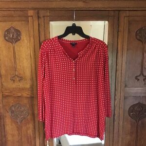 Talbots Red Blouse with White Dots